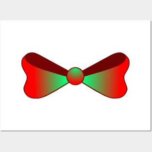 Shiny Red and Green Christmas Bow Posters and Art